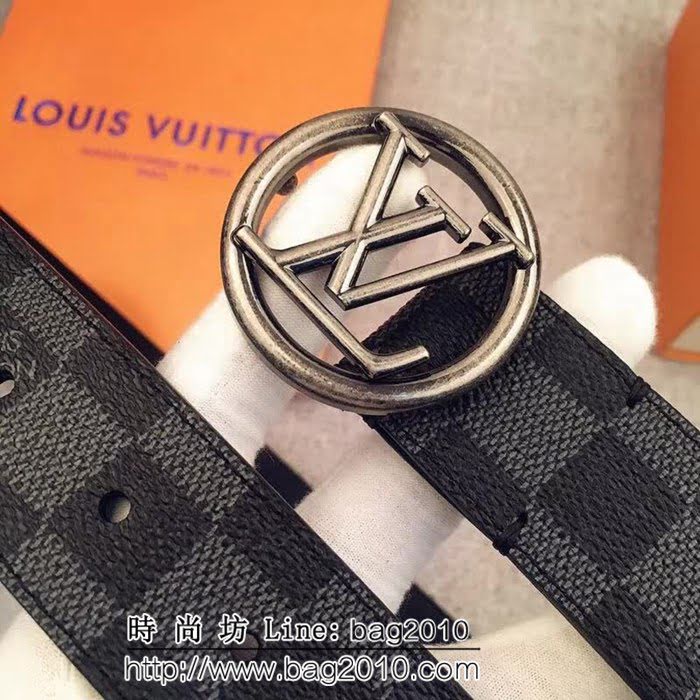 路易威登LV Monogram帆布 圓形LV logo 男士皮帶 LHG1219